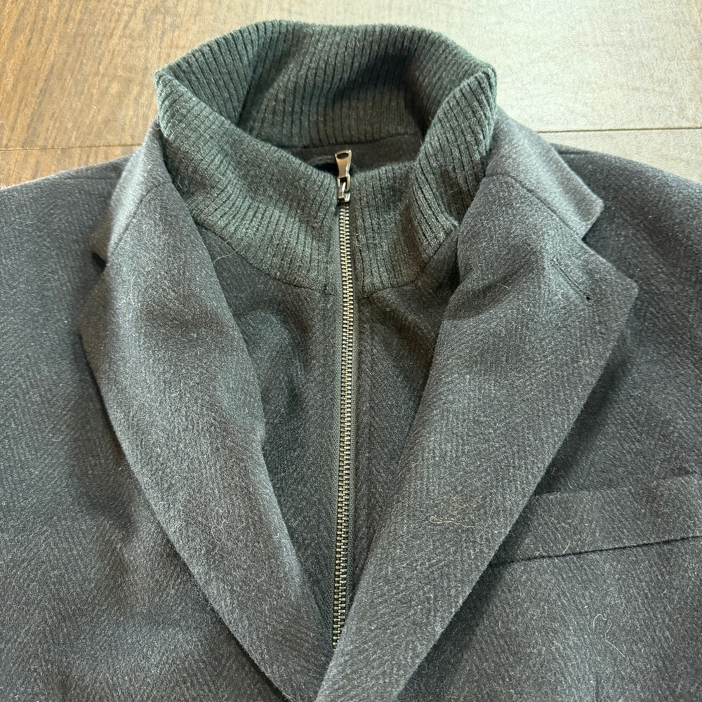 Egara Men's Black Wool-Blend Overcoat Jacket with Inside Zip Up Sz M - Picture 3 of 10